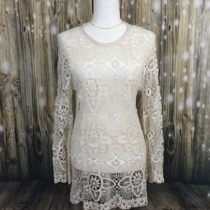 Forgotten Grace Women’s Crochet Top Flare Sleeve L